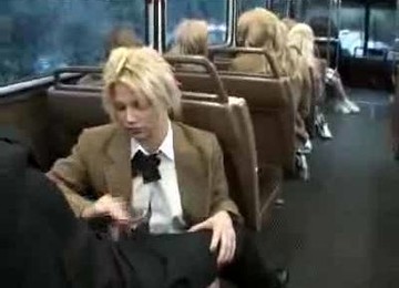 Naughty Schoolgirl Suck And Stroke On The Bus