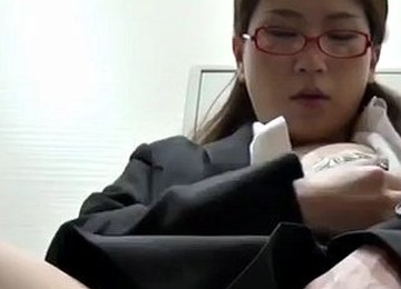 Japanese Girl With Glasses Masturbates In The Bathroom