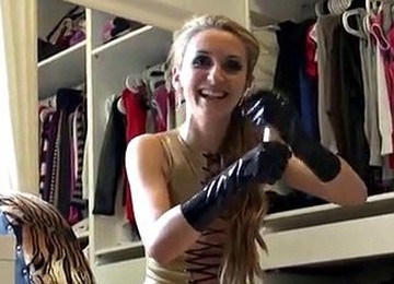 Delicious Blonde In Latex Plays With A Rubber Cock