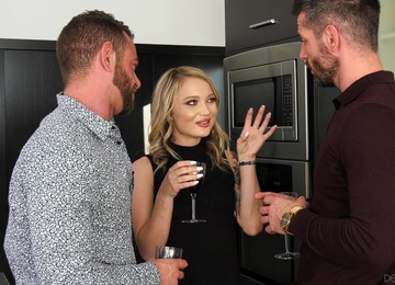 Slutty Blonde Babe Dakota Skye Gets Two Cocks And All Of Their Cum