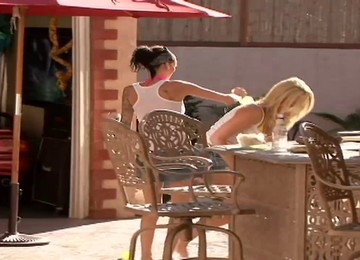 Hot Lesbian Scene With Beautiful Babes At Dildo Fucking