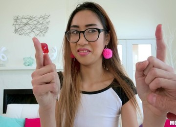 Asian Spinner’s Tight Vagina Takes Huge Cock