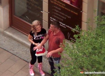 Thong-clad Blonde Teen With Big Stunning Tits Getting Her Shaved Pussy Fingered