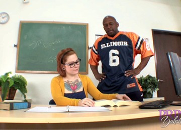 Tattooed Babe With Glasses Misty Dawn Face-pounded With A Black Tool