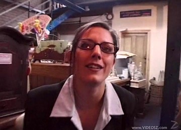 Superb Brunette MILF In A Sexy Thong And Stockings With Big Tits Getting Banged Doggystyle In A Closeup Shoot