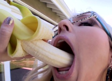 Blonde Christie Stevens Sucking A Banana Before Sucking A Dick