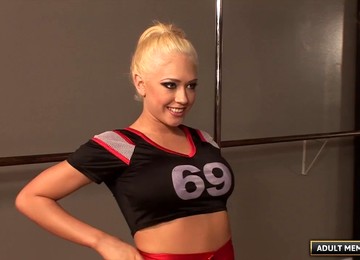 Blonde With Pretty Tits Is Shagged By The Strong And Horny Guy