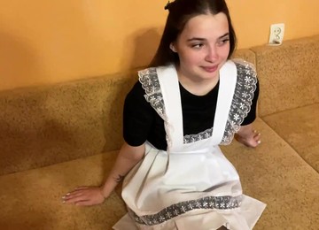 Shy Russian Schoolgirl Tries To Swallow BF's Dick And Takes It In Doggy Pose
