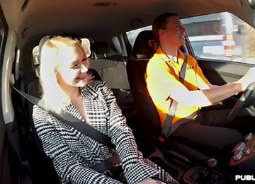 Teen In Stockings Enjoys Public Sex Outdoors In The Car By A Tutor