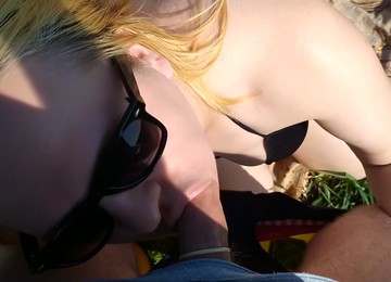 She Removed My Condom Outdoor Bj Amp Sex With Busty Blonde Ends As Creampie