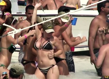 Fabulous Babes In Sexy Bikinis Enjoy A Blazing Party On The Beach