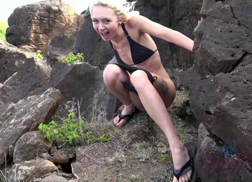 Petite Blonde Caught Peeing And Fucked By Local In Superb POV