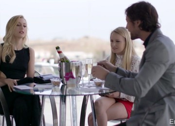 Scarlett Sage And Her Girlfriend Kisses And Sit On Dude's Face And Dick