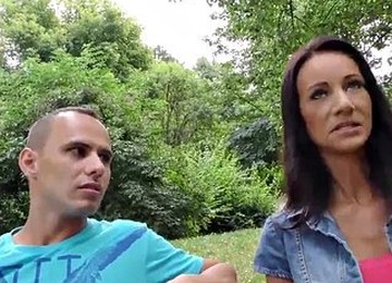 HUNT4K. Sexy Brunette Liliane Sucks A Strangers Cock For Cash