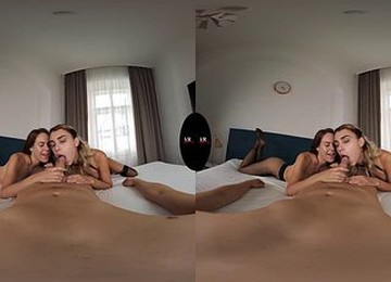 Double The Edging Fun - Double Blowjob MFF Threesome Virtual Reality Edging