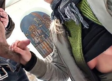 Horny Blonde With Perfect Tits Gets Her Shaved Pussy Fucked Outdoors By Old Man With A Hard Dick