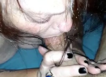 Short Haired GILF Sucks Cum