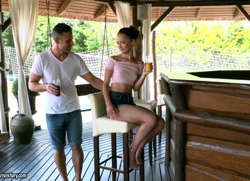 Sexy Girlfriend Sasha Sparrow Bends Over For Some Good Doggy Anal