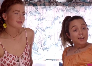 Horny Lesbians, Juno And Pixie Faye Are Eating Each Other Up And Using A Glass Dildo