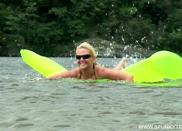 Dame Gets Hammered Doggystyle In The Bush And Made To Swallow The Cum That Explodes During The Session