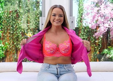 Alexis Jerks A Dick With Her Big Boobs Before Fucking On The Sofa