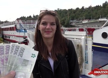 Dark Haired Lady Porn Babe Public Copulation With Money Shot