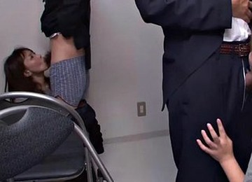 Jap Girls Suck Prison Guards' Cocks And One Of Them Gets Ass Fucked