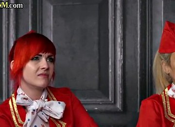 Femdom Cfnm Stewardesses Sucking Dick In Group Bj And Hj