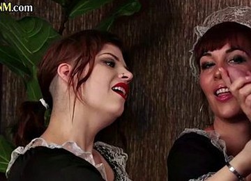 CFNM Femdom Amateur Maids Tugging Hotel Cock In 3way