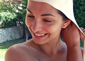 Masturbating Nude Babe Petite Brunette Pornstar