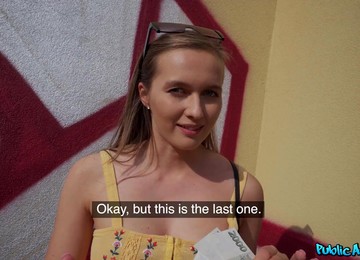 Cute Slim Blonde Agrees To A Risky Outdoor Blowjob And Creampieing Fuck With A Stranger For Money