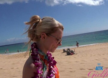 Sweet Blonde Girl Riley Star Takes Off Her Summer Dress In The Room