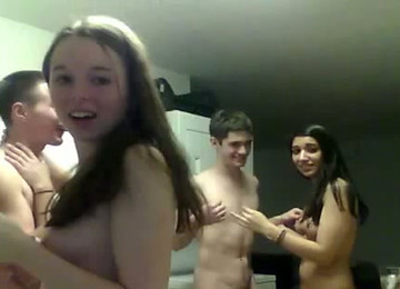 Three Sexy Coeds Proudly Display Their Awesome Blowjob Skills On Cam