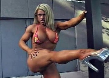 Muscular Woman Barely Fits In Her Bikini
