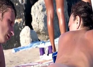 Nude Couple On A Public Beach
