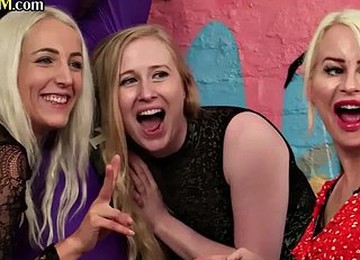 Stylish Dominant Babes Jerk Off Dudes Cock In Handjob Group