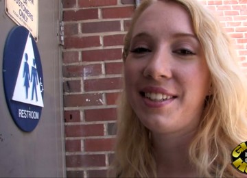 Blonde Gets Fingered And Fucked In An Interracial Gloryhole