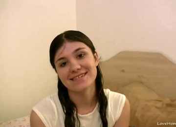 My Chubby Girlfriend Plays With Dildo Waiting For My Cock