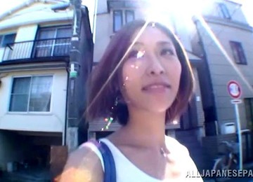 Homemade Video Of Akari Asahina Sucking Her BF's Dick In Public