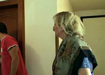 GRANNYBET - Picked Up Busty Granny Rides His Young Cock