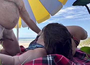 Fukbunnies On A Public Beach With A Voyeur Watching And Jerking Off