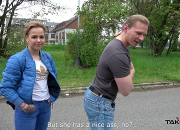 Short Haired Blonde Megan Rides Like A Pro In The Car