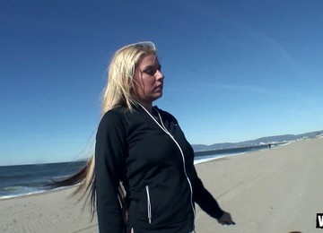 Playing With Big Tits At The Beach And Fucking Her Hole At Home