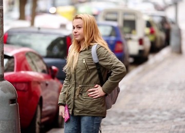 Blonde Teen Rebecca Black Picked Up On The Street And Sucks Cock