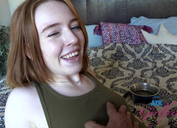 Redhead Girlfriend Madi Collins Smokes A Cigar And Rides A Dick