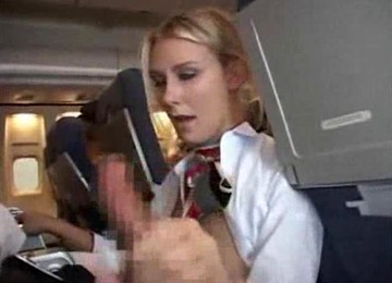 Stewardess Giving Customer A Blowjob And Handy