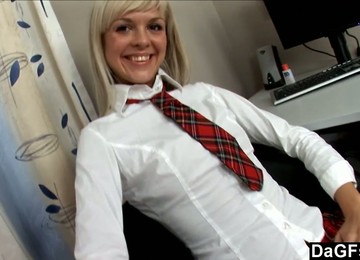 Blonde Teen Toys Her Tight Asshole