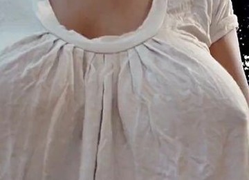 Braless Bouncing Boobs In Shirt While Walking And Running 4