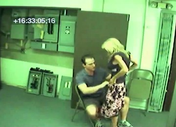 Spy Cam Video Of Horny Blondie Riding A Dick Right In The Warehouse